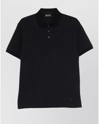 Emporio Armani - Textured Cotton Short-Sleeve Polo Shirt - Lyst