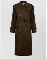 Burberry - Cotton Long Double-Breasted Belted Trench Coat - Lyst