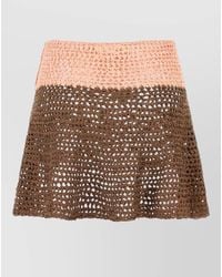 Loewe - Silk Two-Tone Crochet Mini Skirt - Lyst