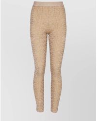 Balmain - High-Rise Monogram Knit Leggings - Lyst