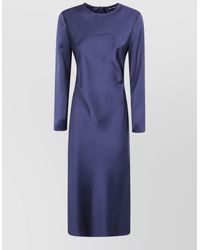 Emporio Armani - Satin Long-Sleeve Midi Dress - Lyst