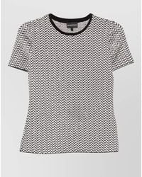 Emporio Armani - Short Sleeve Top Round Neck Geometric Pattern - Lyst
