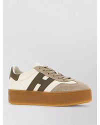 Hogan - Leather Suede H698 Platform Detail Sneakers - Lyst