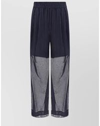 Brunello Cucinelli - Wide Leg Cotton Trousers With Striped Panels - Lyst