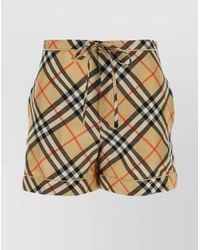 Burberry - Silk Shorts With Drawstring Waist And Checked Pattern - Lyst