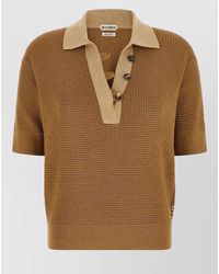 JW Anderson - Cashmere Waffle-Knit Short-Sleeve Polo Top - Lyst