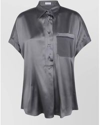 Brunello Cucinelli - Silk Short-Sleeve Blouse - Lyst