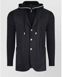 Eleventy - Hooded Blazer With Ribbed Sleeves And Pockets - Lyst