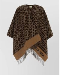 Fendi - Embroidered Wool Blend Cape - Lyst