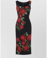 Dolce & Gabbana - Rose Print Charmeuse Dress - Lyst