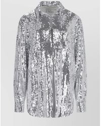 GIUSEPPE DI MORABITO - Sequin Embellished Collared Neck Long Sleeves Top - Lyst