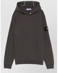 Stone Island - Logo Cotton Hoodie Long Sleeve Ribbed Trims - Lyst