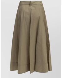 Brunello Cucinelli - Sartorial Midi Skirt High Waist Pleats Pockets - Lyst