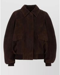 Loewe - Suede Jacket Collared Design Front Pockets - Lyst