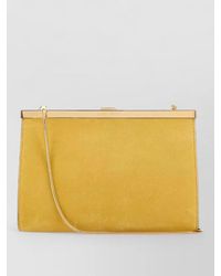 Alberta Ferretti - Suede Clutch Bag Structured Silhouette Chain Strap - Lyst
