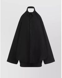 Balenciaga - Cotton Halterneck Open Back Shirt Dress - Lyst