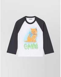 Ganni - Cat Graphic Organic Cotton T-Shirt - Lyst