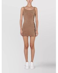 Off-White c/o Virgil Abloh - Fuzzy Knit Logo-Print Mini Dress - Lyst