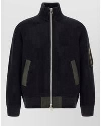 Sacai - Wool Ribbed Zip-Up Jumper - Lyst