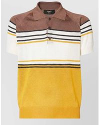 Fendi - Viscose Polo Shirt Striped Short Sleeves Ribbed - Lyst