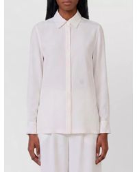 Max Mara - Silk Crepe De Chine Long Sleeve Shirt - Lyst