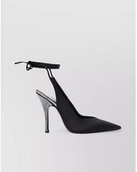 The Attico - Crystal-Embellished Satin Slingback Pumps - Lyst