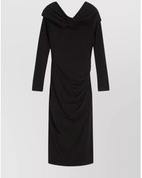 Max Mara - Draped Off-Shoulder Midi Dress Slit - Lyst