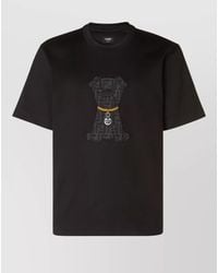 Fendi - Crew Neck Knit Top Dog Motif Embroidery - Lyst