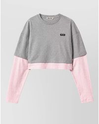 Miu Miu - Jersey Cropped Long Sleeve Layered Top - Lyst