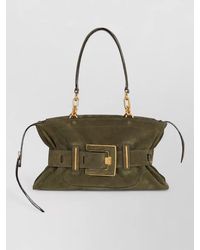 Balmain - Suede Tote Bag Chain Strap Handles - Lyst
