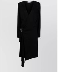 The Attico - Wrap V-Neck Dress With Long Sleeves And Asymmetrical Hem - Lyst