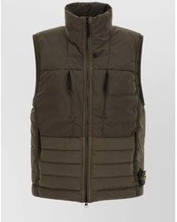 Stone Island - Quilted High Collar Sleeveless Side Pockets Vest - Lyst