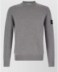 Stone Island - Virgin Wool Textured Knit Crew Neck Sweater - Lyst