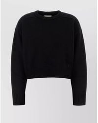 Loulou - Crew Neck Bruzzi Knit Sweater With Ribbed Cuffs And Hem - Lyst