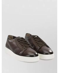 Santoni - Leather Low-Top Lace-Up Sneakers - Lyst