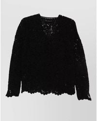 Semicouture - Calanthe Lace Knit V Neck Sweater - Lyst