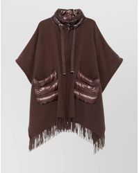 Herno - Cashmere Wool Fringed Quilted High Neck Poncho - Lyst