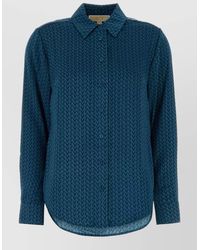 Michael Kors - Satin Shirt Collar Long Sleeves Curved Hem - Lyst