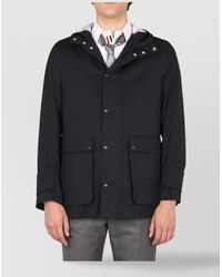 Thom Browne - Nylon Parka With Front Pockets And Hood - Lyst