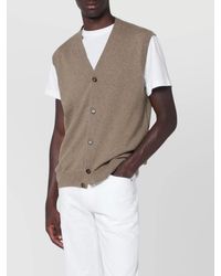 Loro Piana - Cashmere Sleeveless V-Neck Ribbed Hem Vest - Lyst
