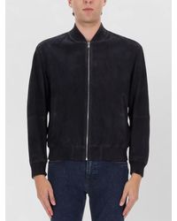 BOSS - Leather Regular-Fit Bomber Jacket - Lyst