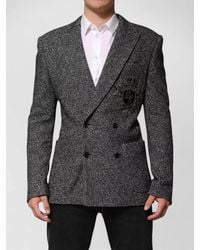 Dolce & Gabbana - Wool Blend Herringbone Double-Breasted Blazer - Lyst