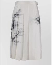 Thom Browne - Silk Printed Pleated Knee-Length Skirt - Lyst