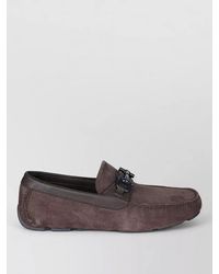 Ferragamo - Leather Loafers With Moc Toe And Metal Bit - Lyst