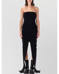 Rick Owens - Strapless Midi Dress Fitted High Slit - Lyst