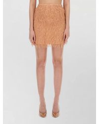 Alysi - Mini Skirt Textured Fabric Fringed Hem - Lyst