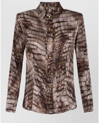 Elisabetta Franchi - Alligator-Print Satin Shirt - Lyst