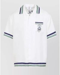 CASABLANCA - Hotel Emblem Resort Stripe Short Sleeve Shirt - Lyst