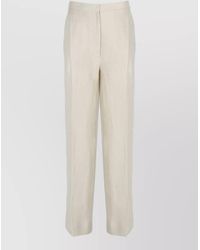 Lardini - Linen Straight Leg Checked Pants - Lyst
