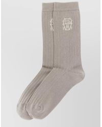 Brunello Cucinelli - Ribbed Cotton Mid Calf Socks - Lyst